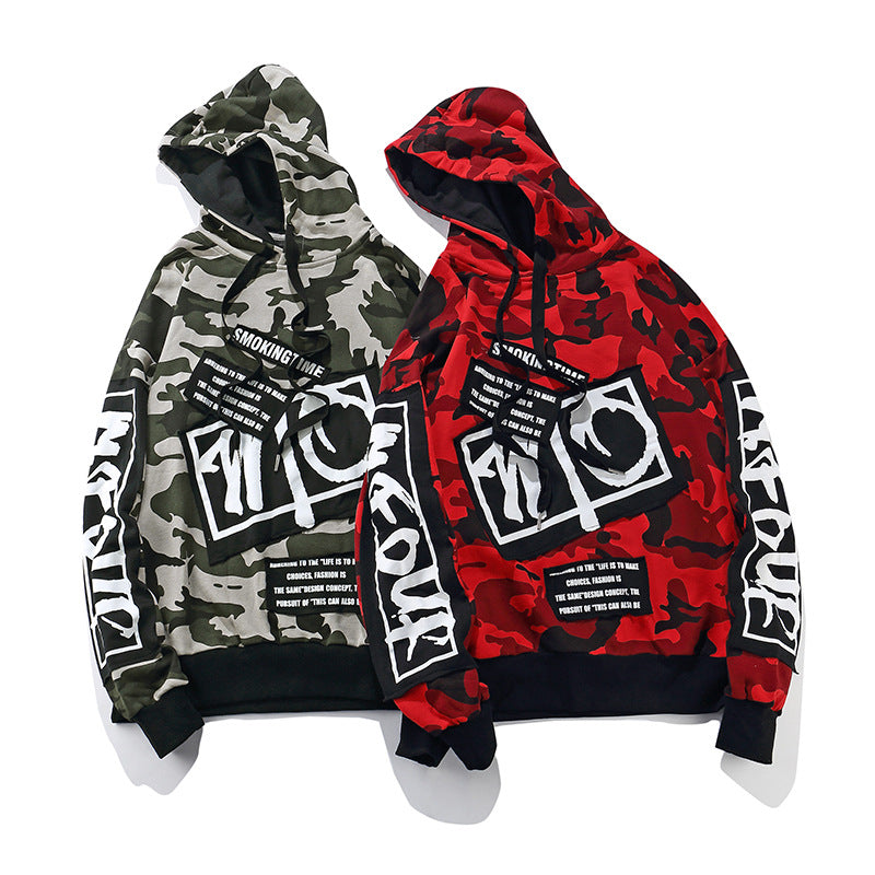 Camo Oversized Hoodie with Attached Hood for Fall
