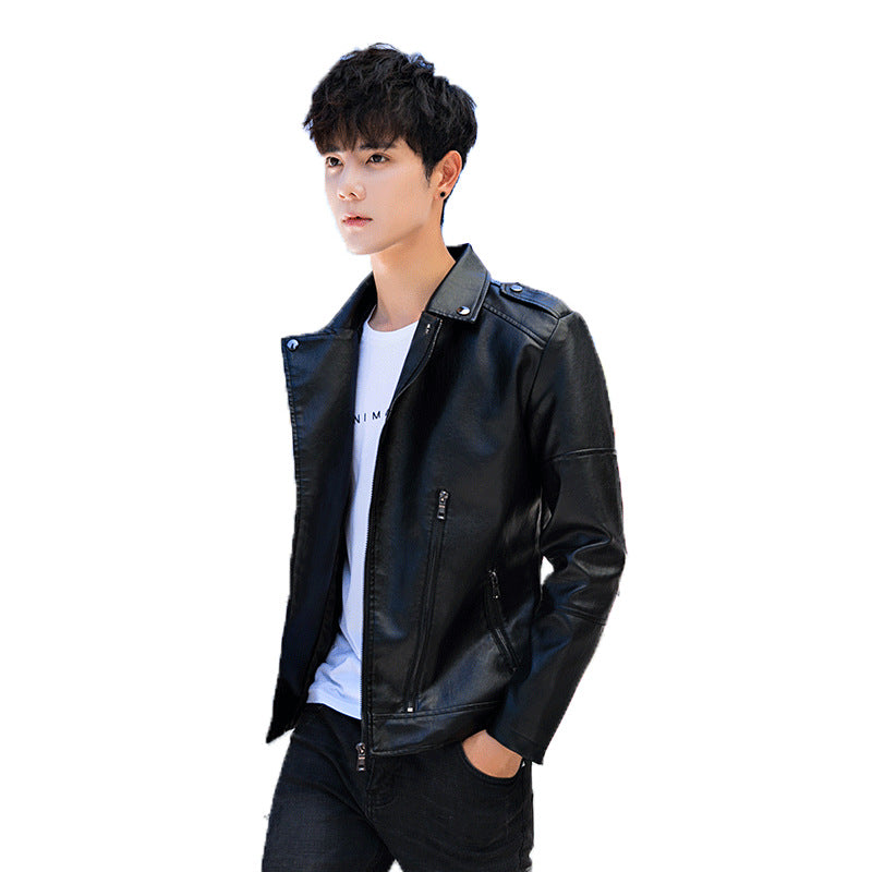 Men's Slim Fit Soft Leather Jacket for Spring/Fall