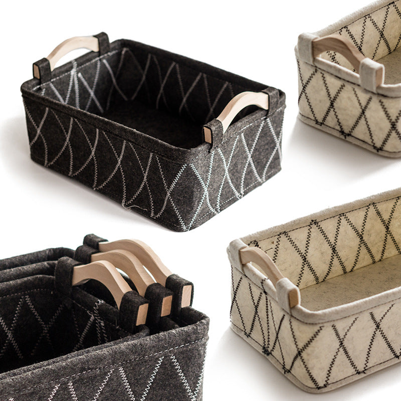 Desktop Storage Box, Felt Organizer Basket for Cosmetics