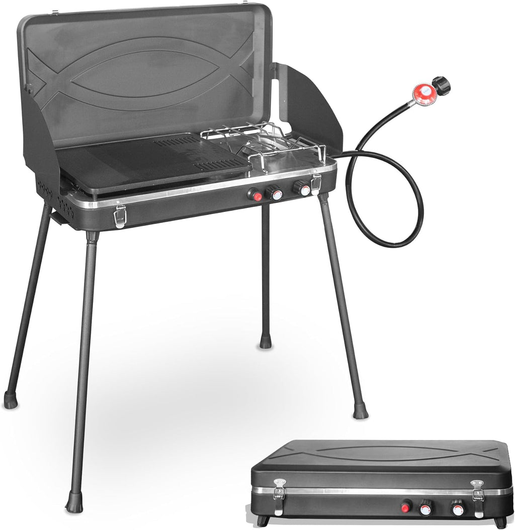 Réchaud de camping à gaz Thunderbay, réchaud portable à deux brûleurs au propane 20 000 BTU, pour cuisson en extérieur, barbecue, pique-niques