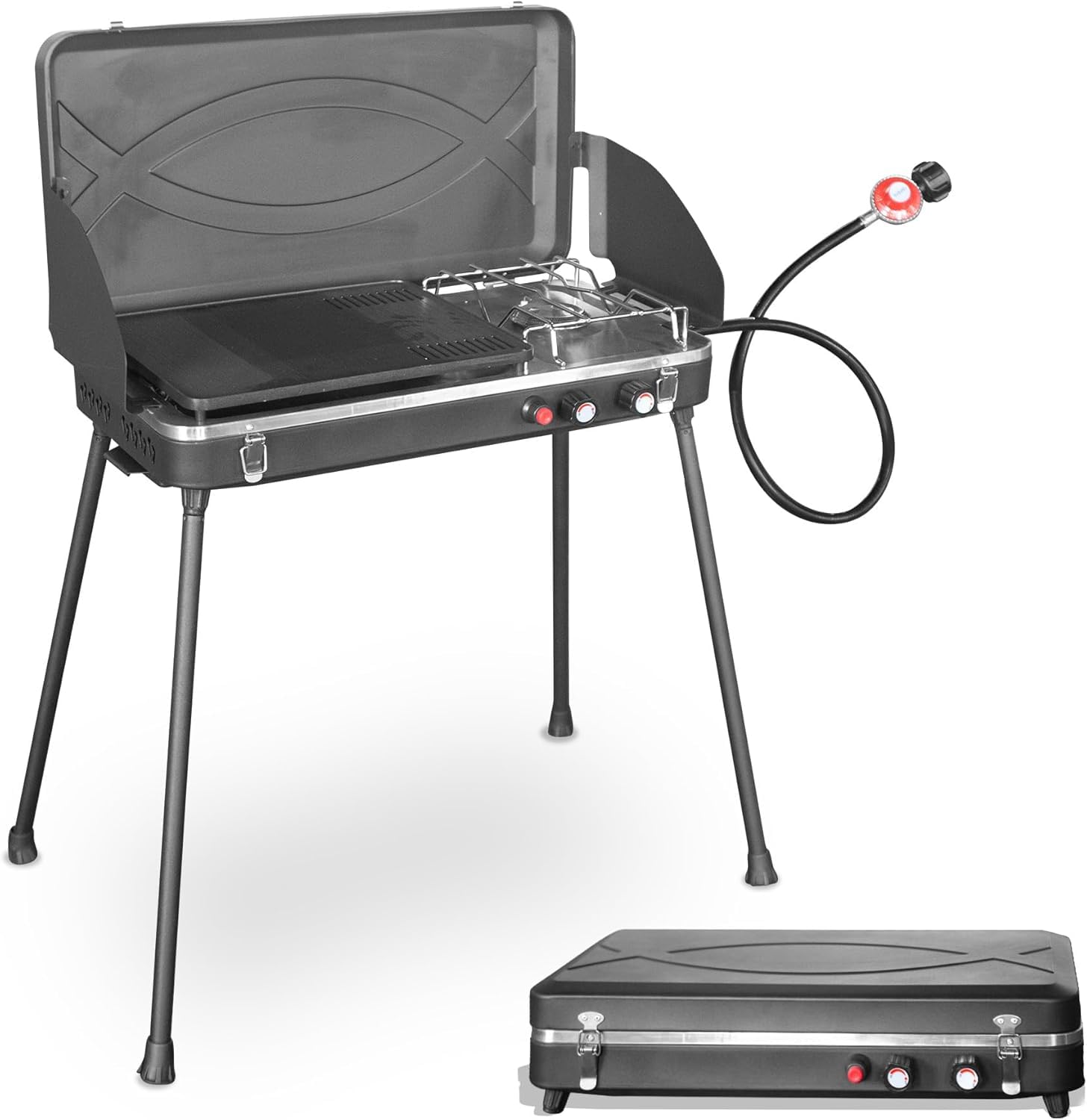 Réchaud de camping à gaz Thunderbay, réchaud portable à deux brûleurs au propane 20 000 BTU, pour cuisson en extérieur, barbecue, pique-niques