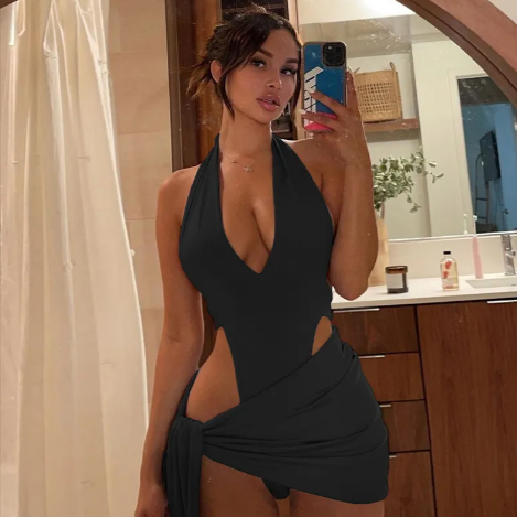 V-Neck Halter Dress