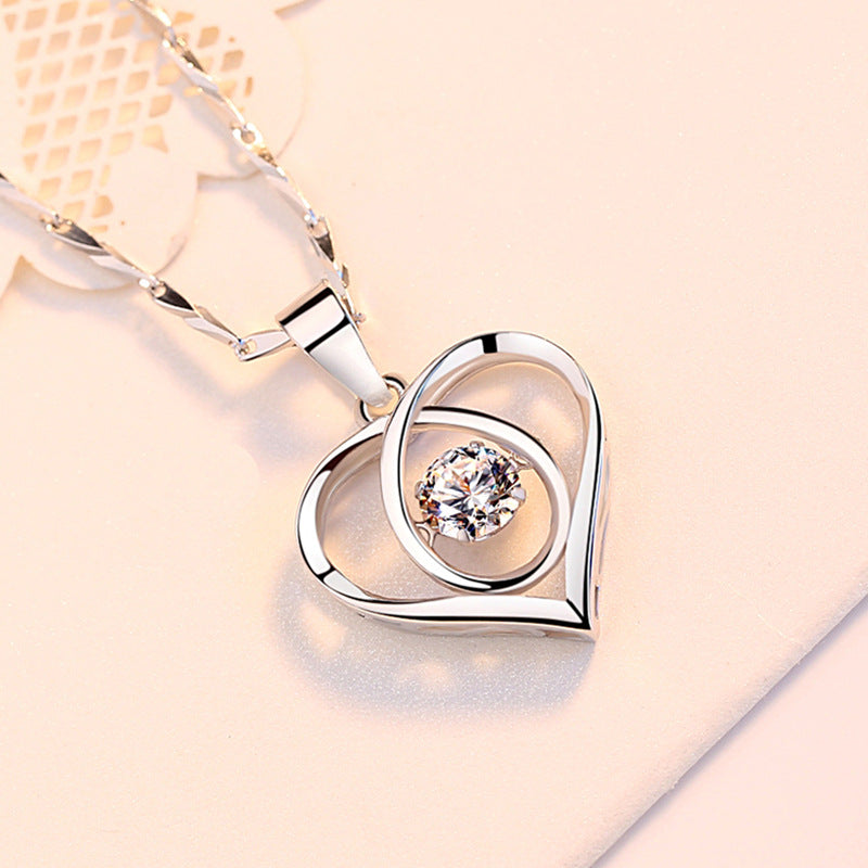 Sterling Silver 999 Heart Pendant Necklace for Women