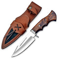 WARIVO KNIFE Handmade D2 Steel Hunting Knife with Leather Sheath- EDC Fixed Blade Bushcraft Knife with Wood Handle - 10″ Skinning Knife For Hunting-Ideal for Skinning Camping and Outdoor