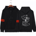 Plush Unisex Zipper Hoodie with Stamping Pattern