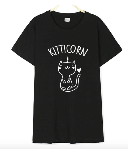 Unicorn T-Shirt with Short Sleeves and Letter Design