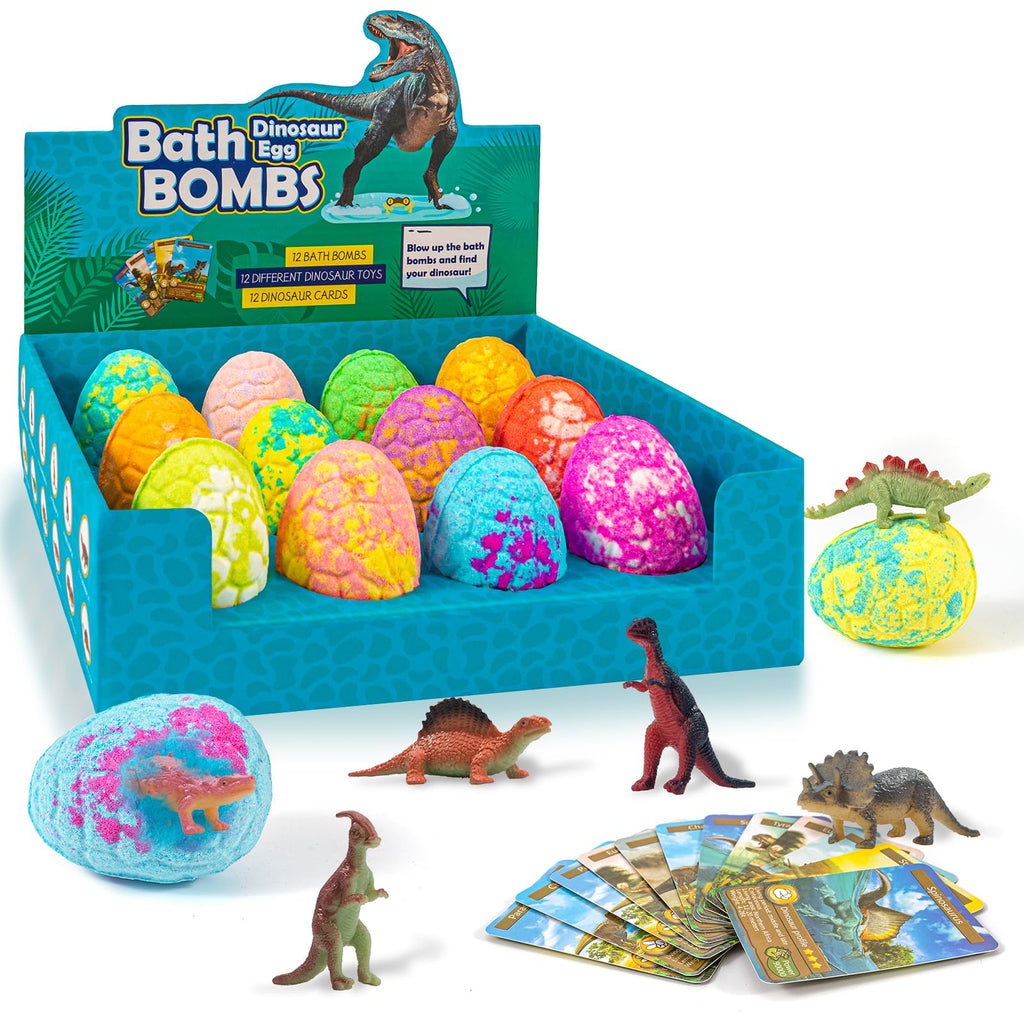 NARBERRY Bath Bombs for Kids with Surprise Toys Inside 12 Pack Dinosaur Bath Bombs for Boys Easter Kids Bath Bomb for 3-12 Years Old Dino Egg Bath Bomb for Girls and BoysHandmade for Birthday Gift