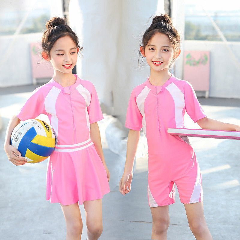 Girls' One-Piece Swimsuit for Sun Protection Training