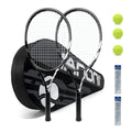 Tennis Rackets for Adults Pre-Strung 27 Inch Tennis Racquets-2 Player Tennis Racket Set with 3 Balls2 Grips 2 Vibration Dampers- Grey
