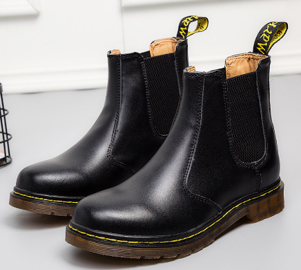 Bottes Martin en cuir de vache à talon épais style automne pour femmes