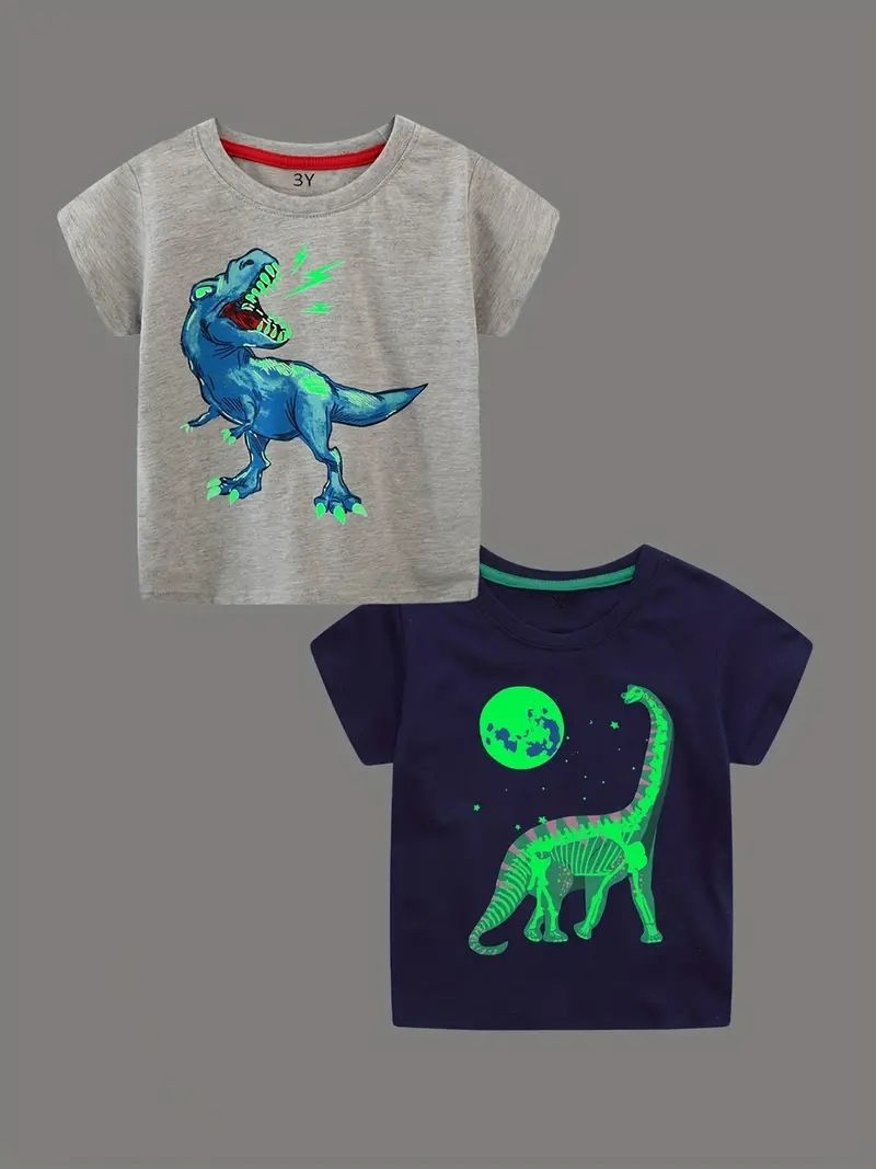Children's Short-Sleeved T-Shirt with Cartoon Car Print