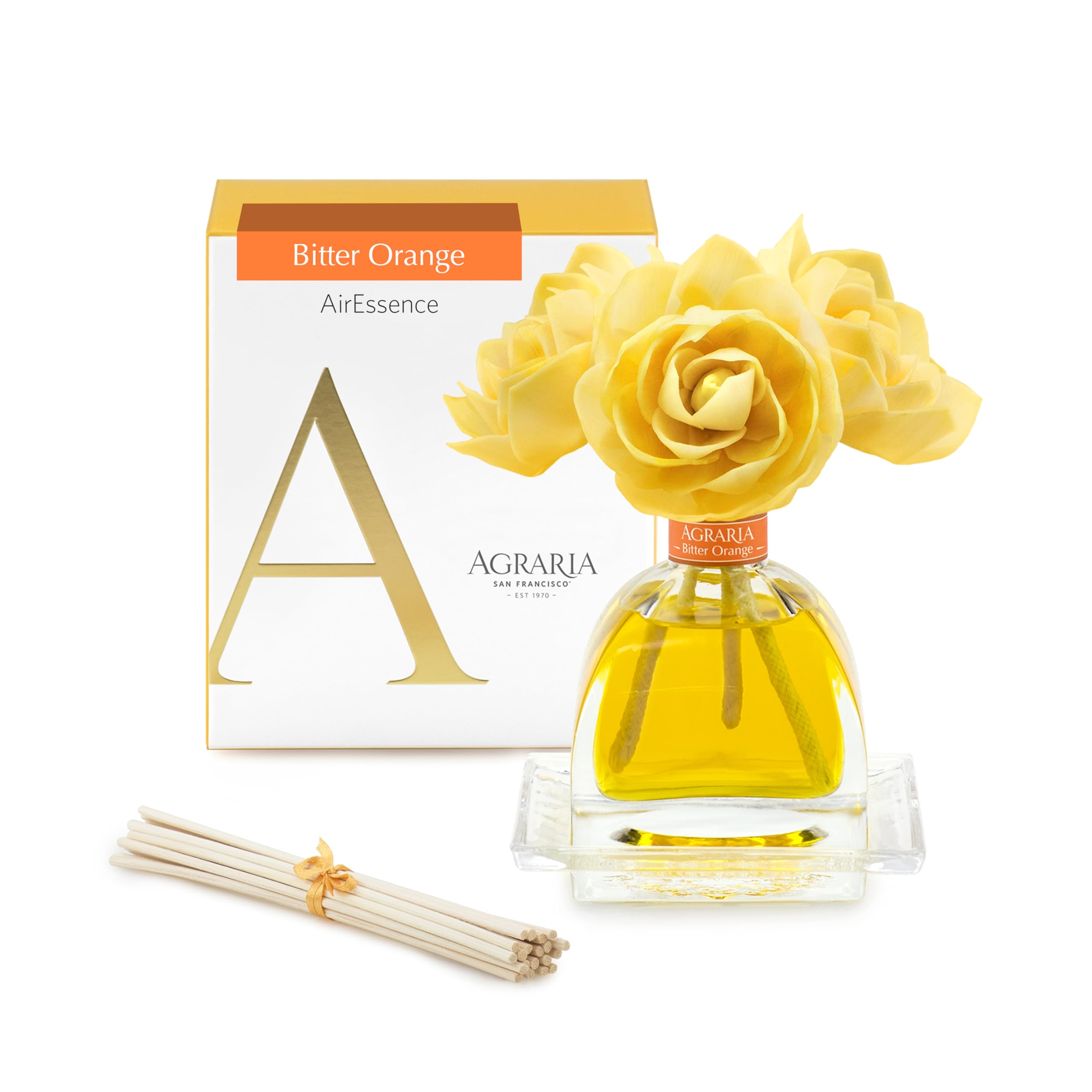 Agraria PetiteEssence Flower and Reed Diffuser Set 1.7 oz Χειροποίητο Sola Flower Botanical Scent Diffuser για το Σπίτι - Αρωματικό Σετ Διάχυσης Ελαίου - Δώρο