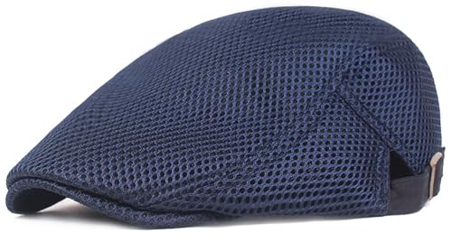 XYIYI Navy Mens Breathable Mesh Newsboy Cap Summer Beret Ivy Cap Driving Cabbie Flat Hat