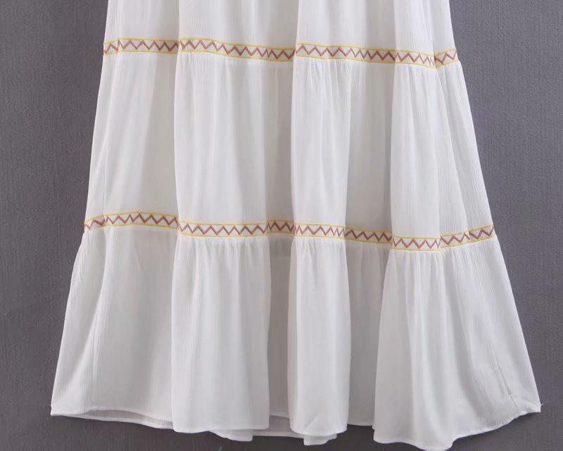 Summer Women's European Style Long Sleeve Embroidered Dress