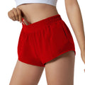 Aurefin Running Shorts for WomenQuick Dry Athletic Sports Shorts Lightweight Active Workout Gym Shorts with Zip Pocket Red/L