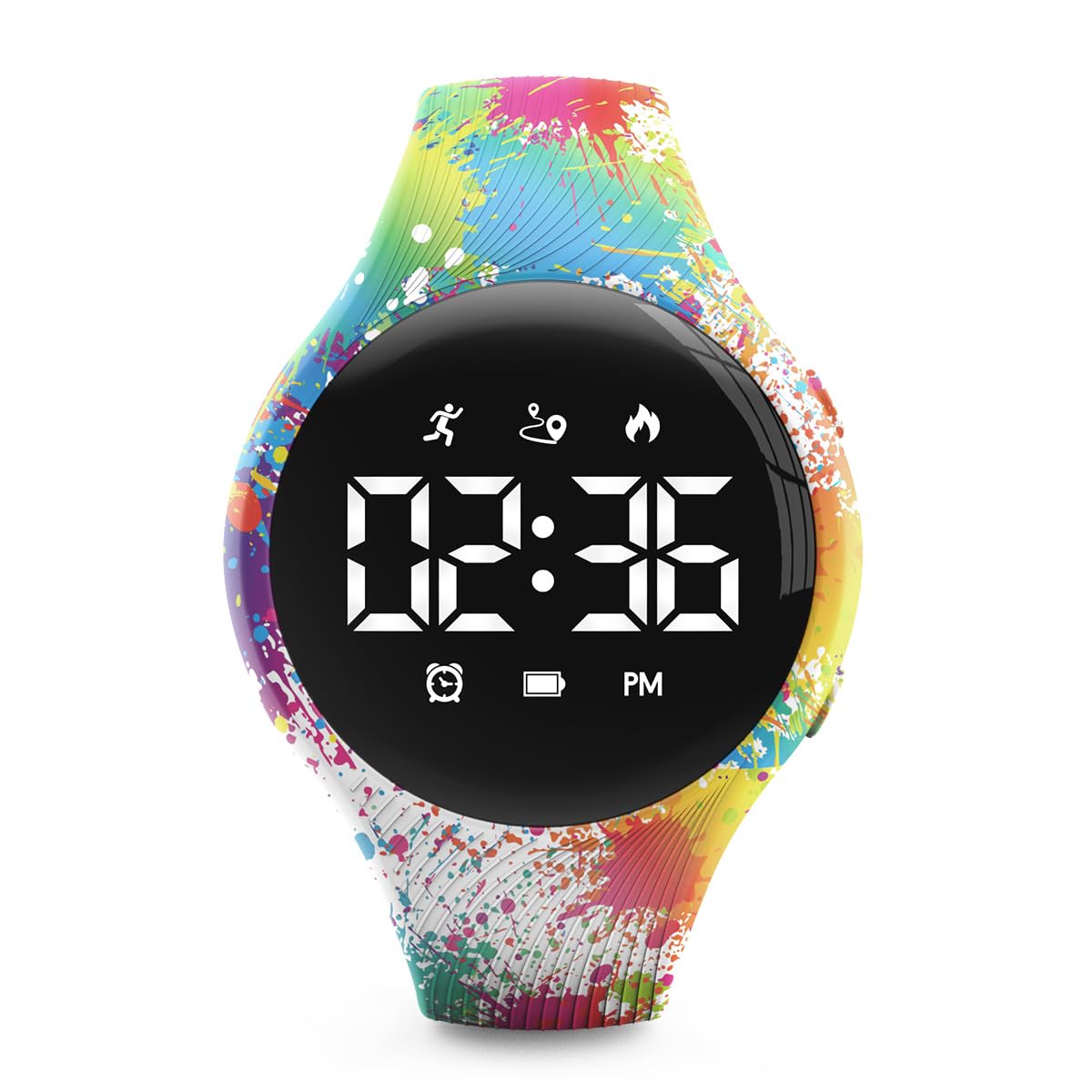 Focwony Digital Waterproof Pedometer Watch Fitness Tracker Step Counter Distance Alarm Clock StopwatchDate Great Gift for for Kids Childrens Teens Girls Boys (Colorful White)…