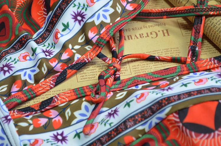 Women's Printed Bikini and One-Piece Swimsuit Set