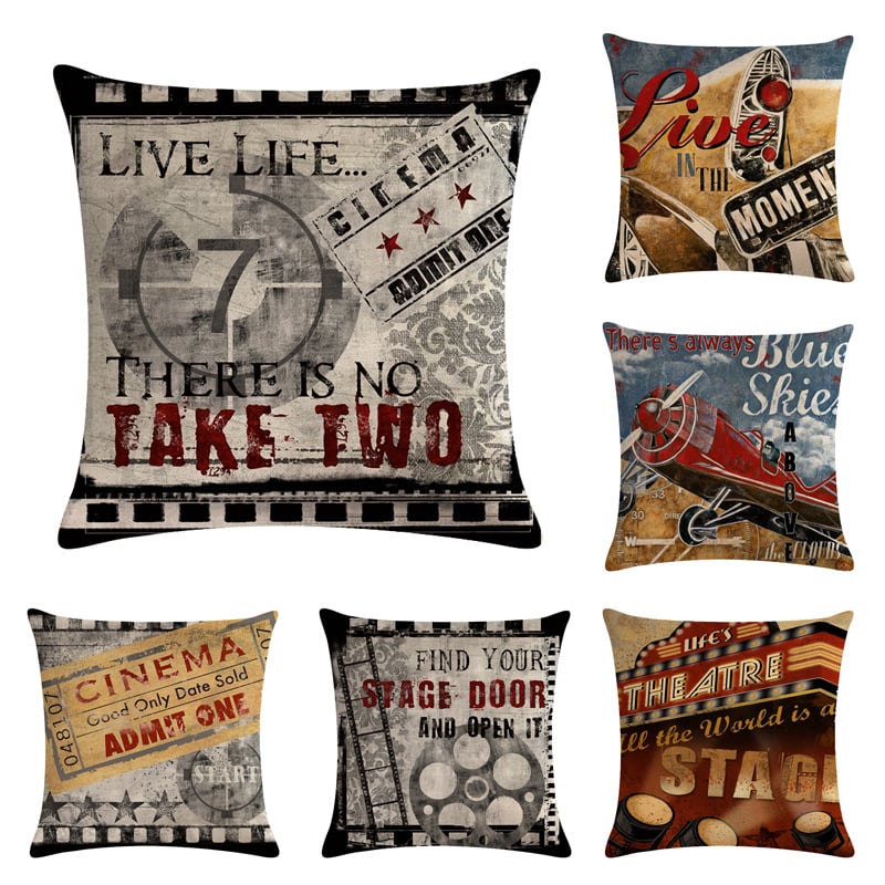Retro Linen Sofa Pillow and Car Cushion Cover
