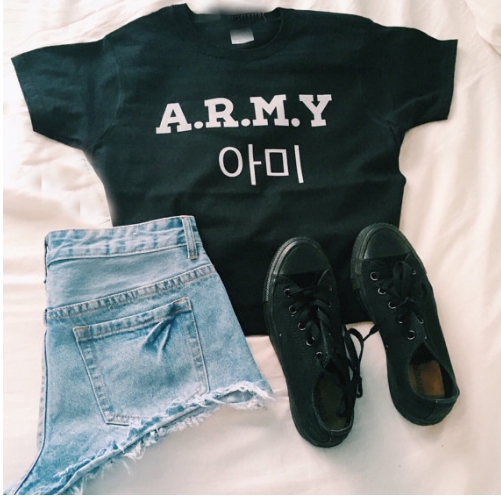 A.R.M.Y T-Shirt with Letter Print and Short Sleeves
