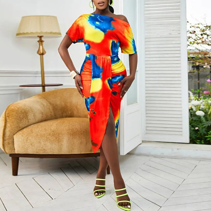 Summer New Cross-Border Women's Floral Irregular Dress