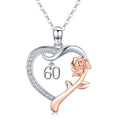 60th Birthday Sterling Silver Heart Necklace for Women