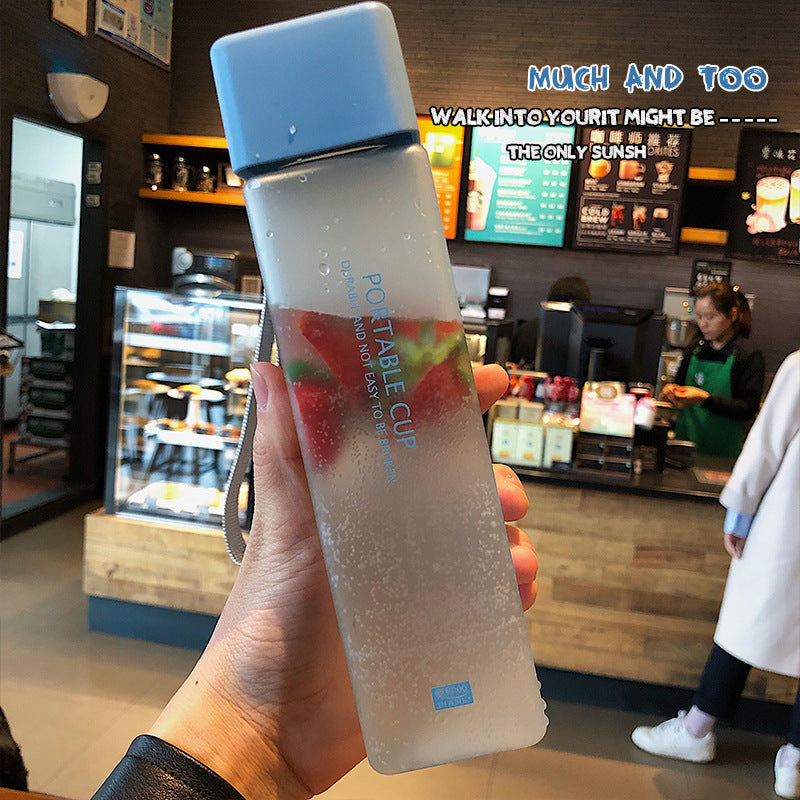 Portable Sports Water Bottle with Handle - Square Design