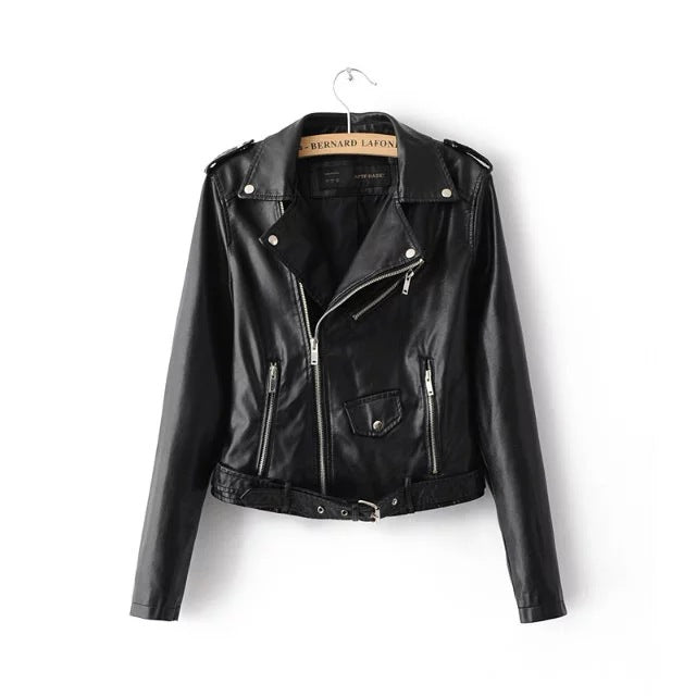 2020 Women's Slim Fit Leather Jacket with Zipper