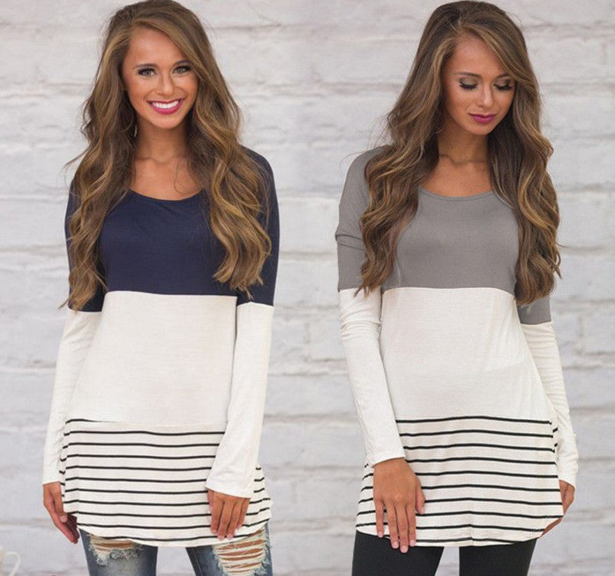 Women's Color-Block Long Sleeve Dress with Lace Back