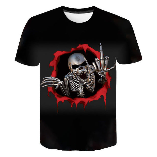 Funny Casual Skull Graphic T-Shirts for Men - Oversized
