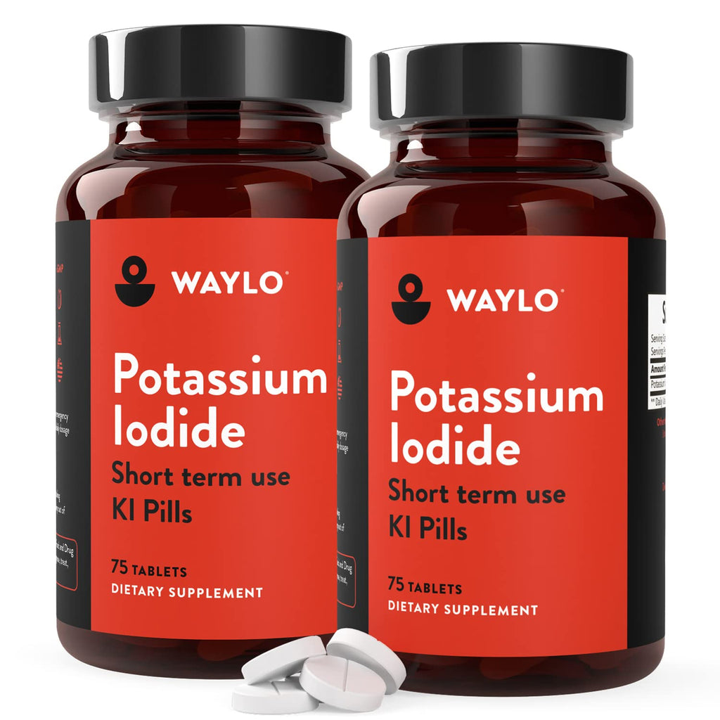 Waylo 2 Pack KI Potassium Iodide Tablets - 130 mg per Tablet 150 Count Made in USA cGMP Certified