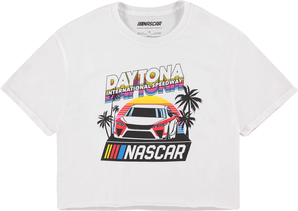 T-shirt de course NASCAR pour femmes - T-shirt court classique pour femmes (Blanc X-Large)