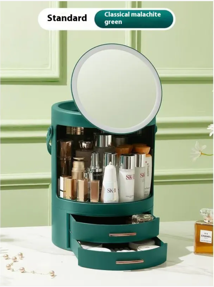 High-End Cosmetics Storage Box with Mirror and Light
