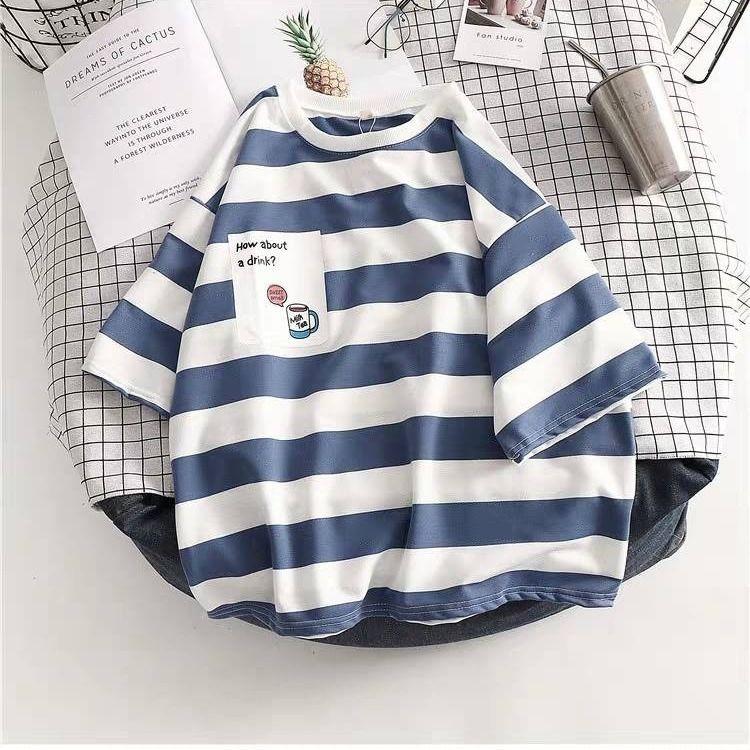 Summer Korean Style Loose Striped Short Sleeve T-Shirt