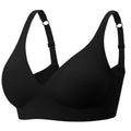 Angelhood Deep V Bras for Women No Underwire Smooth Seamless Bralette Comfort Wireless Push Up Bra with Bra Extender Black