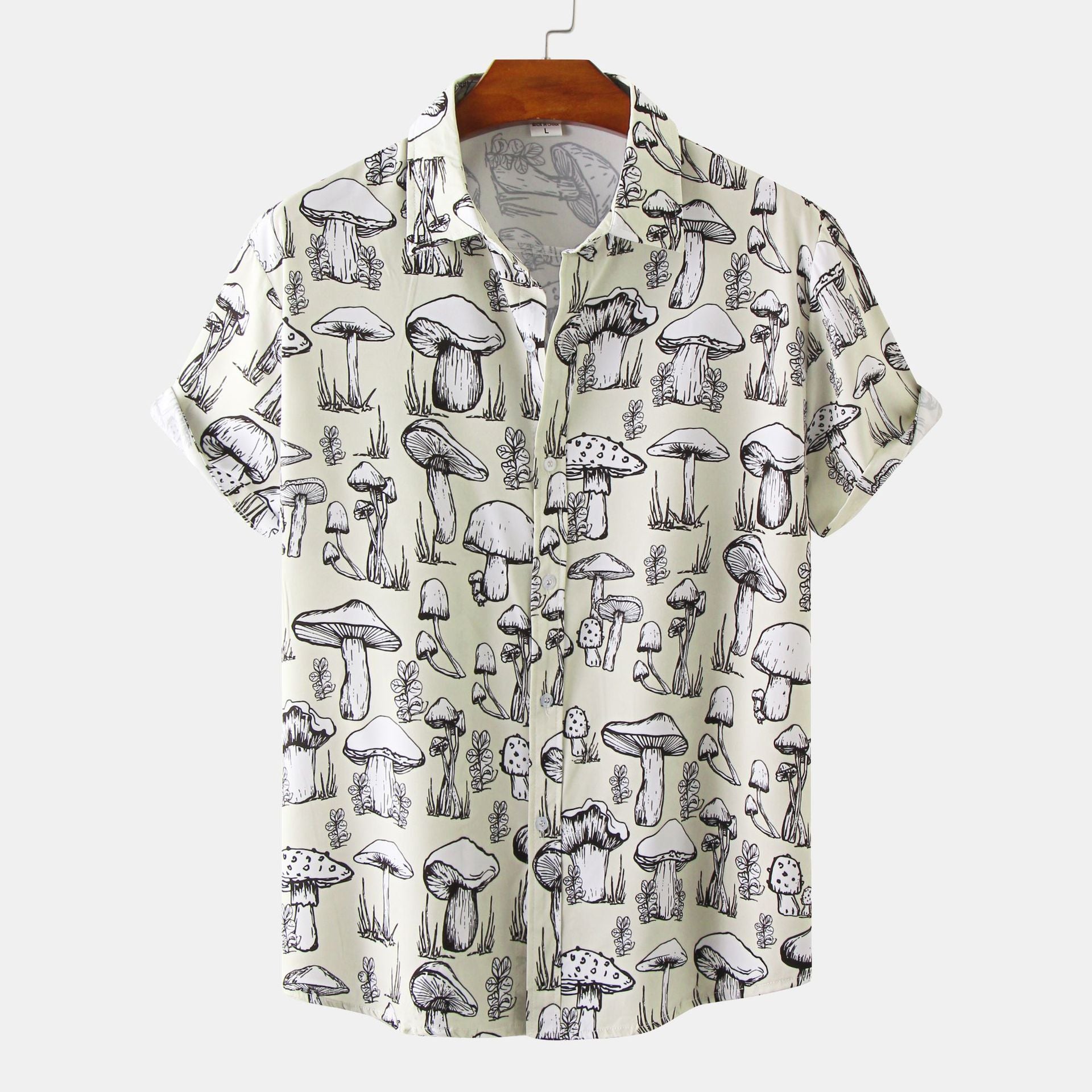 Men's Casual Hawaiian Short-Sleeve Mushroom Shirt