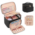 Makeup Bag Large Travel Makeup Bag for Women Girls Portable Makeup Organizer Cosmetic Bag with Removable Dividers Waterproof Leather Makeup Travel Case Organizer for Cosmetics Vertical Storage
