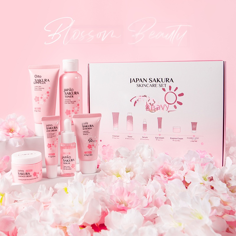 LAIKOU Cherry Blossom Skincare Set with Cleanser & Cream