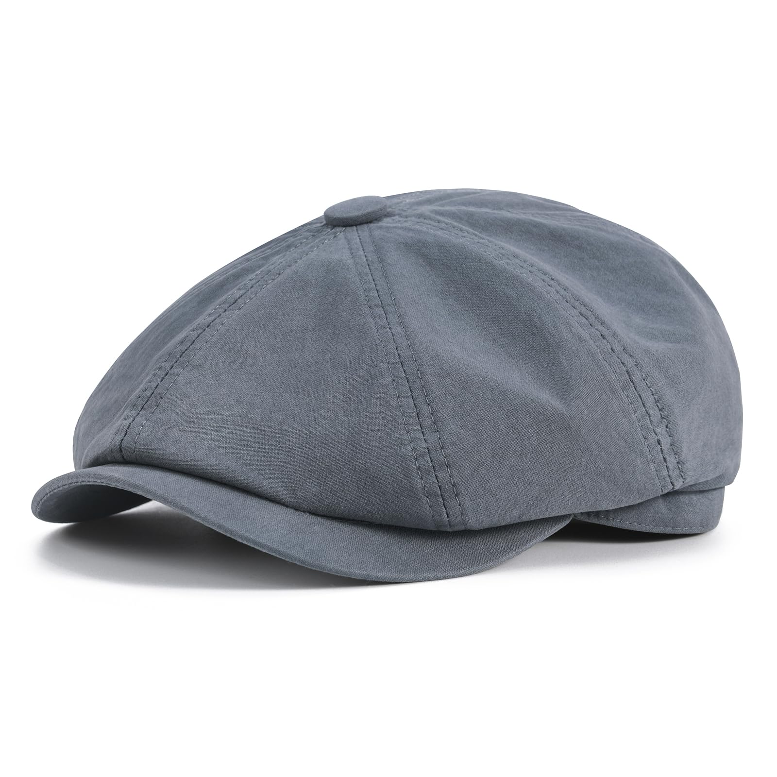 BOTVELA Mens Newsboy Gatsby Hat Cotton Vintage Flat Ivy Cabbie Cap (Grey 7 1/4)