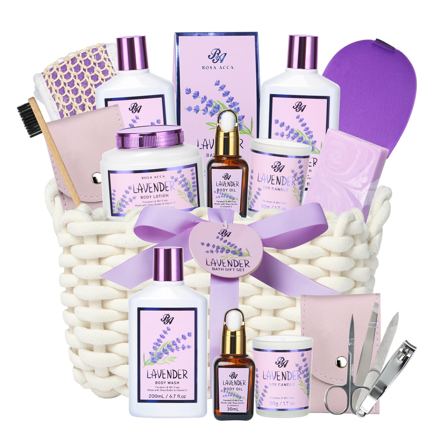Rosa Acca 12-Piece Lavender Spa Gift Basket for Women