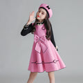 Girls' Casual Dress with Hood and Vest Design