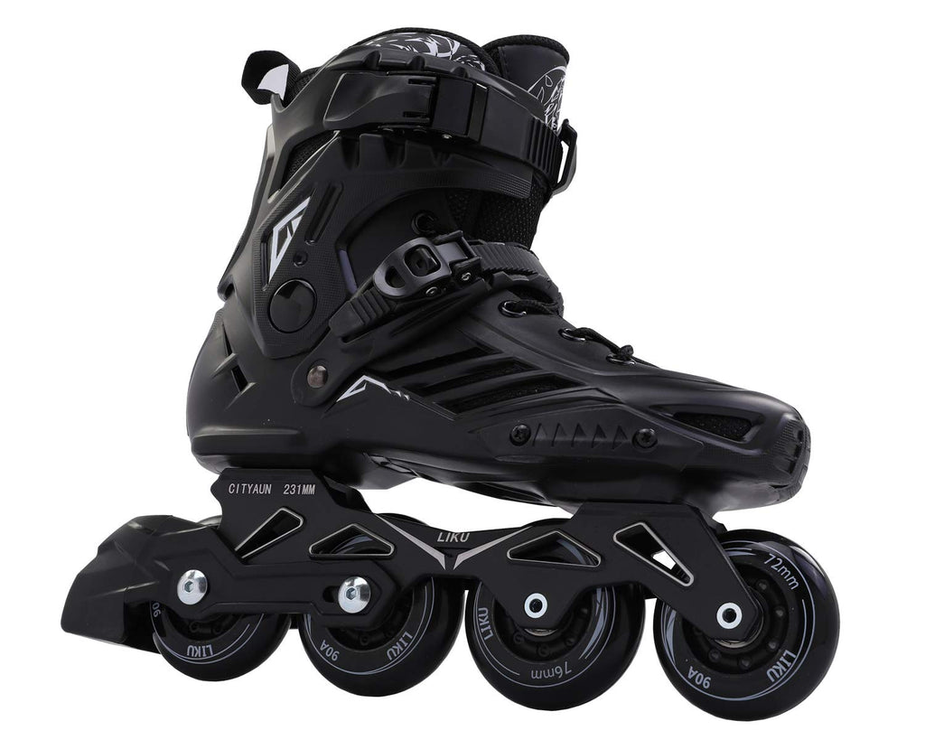 LIKU Patins à Roues Alignées Professionnels Fitness Femme Homme Adulte Jeune Noir (Hommes 9.5Femmes 10.5)