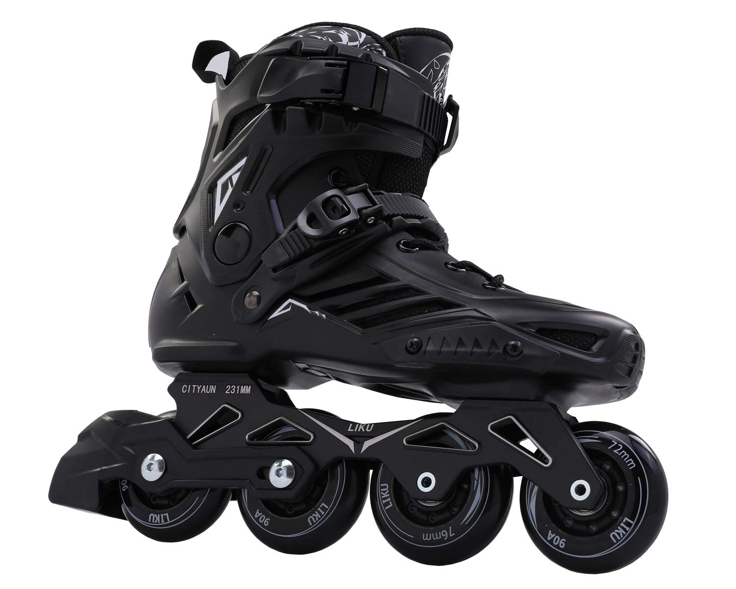 LIKU Patins à Roues Alignées Professionnels Fitness Femme Homme Adulte Jeune Noir (Hommes 9.5Femmes 10.5)