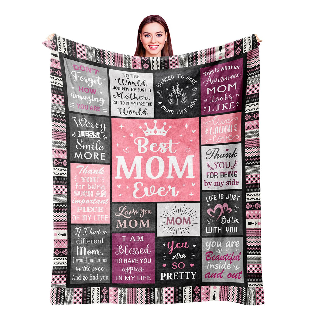 Ivivis Gifts for Mom Blanket 60"x50" Mom Birthday Gifts Mothers Day Birthday Gifts for Mom Mom Gifts from Daughters Son Gifts for Mom Birthday Christmas Best Mom Ever Blankets Throw