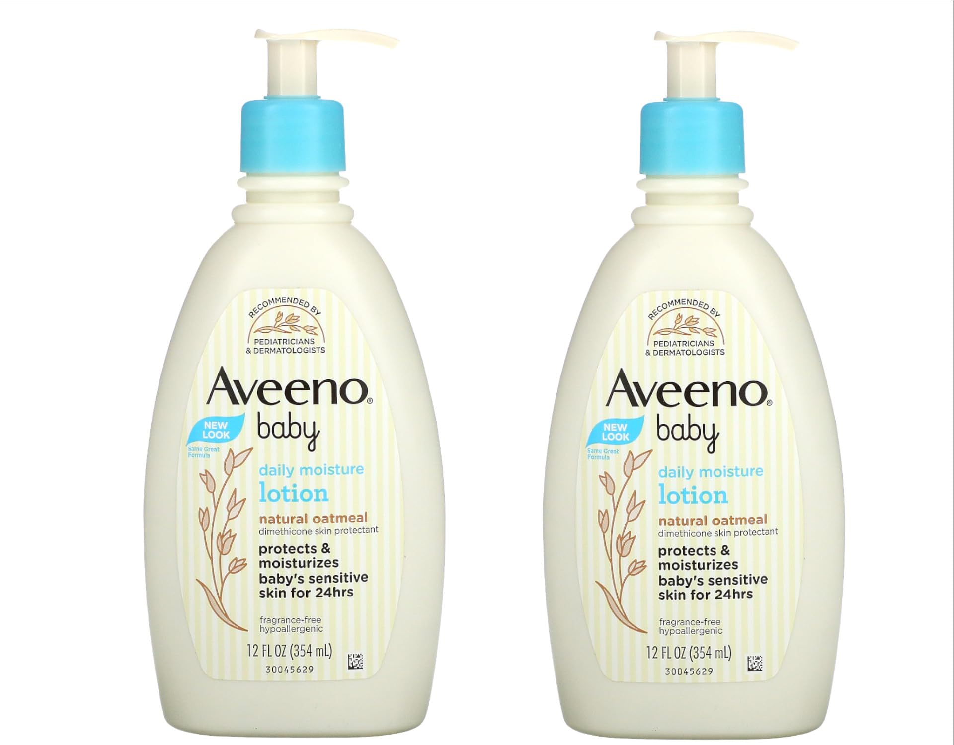 Johnson & Johnson Aveeno Baby Daily Moisture Lotion Natural Oatmeal Fragrance-Free - 12 fl oz (Pack of 2)