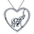 Sterling Silver Elephant Heart Pendant Necklace