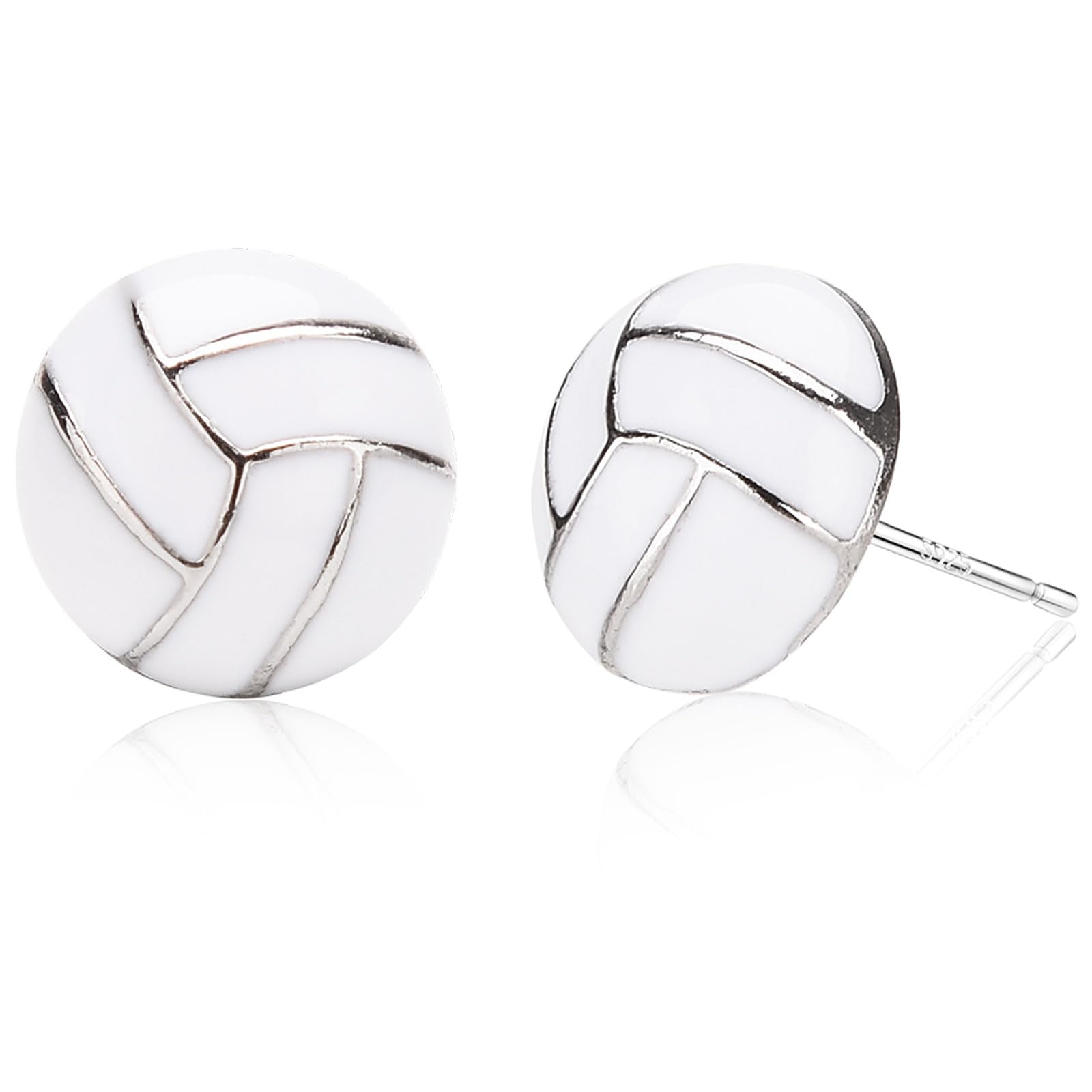 Sterling Silver Post Sports EarringsSoccer Football Volleyball Stud for Women Men Mom Birthday Jewelry Stuff Mothers Day Gifts