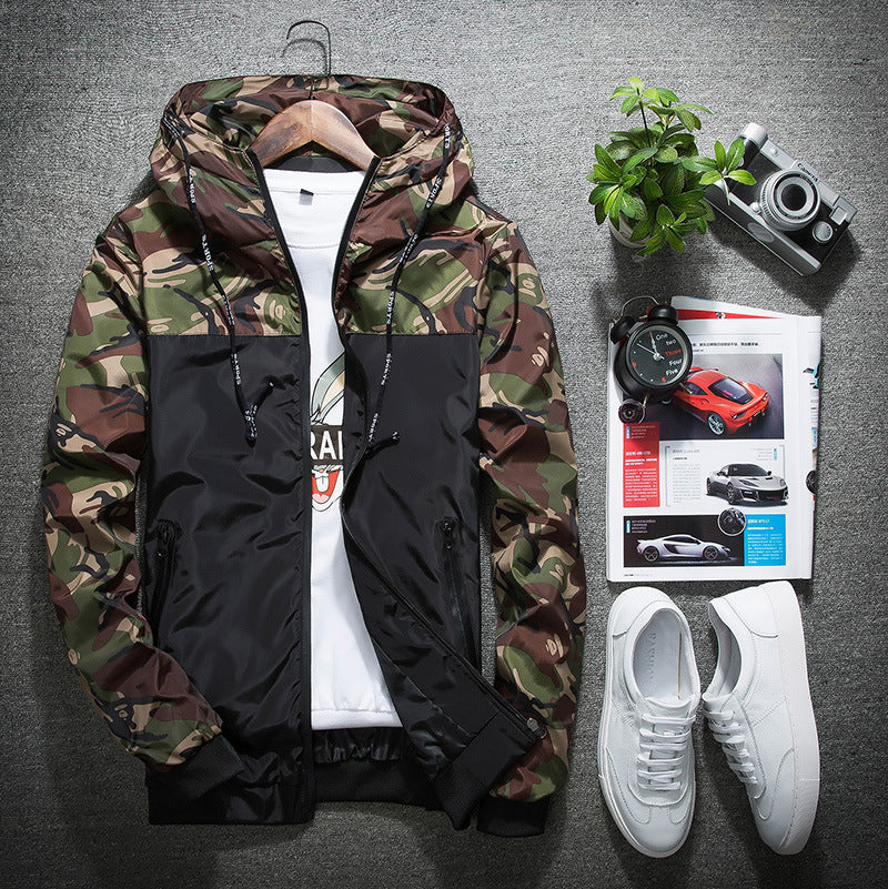 Men's Casual Slim Fit Camouflage Jacket for Spring/Fall