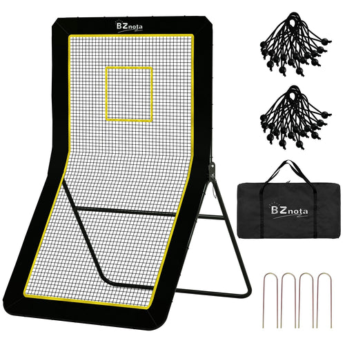4x7FT Lacrosse Rebounder for Backyard Volleyball Rebounder Net with 5 Bounce Back Rebound Angles and Neon Target Lacrosse Ball Pitchback Throwback for Volleyball Baseball and Soccer Practice