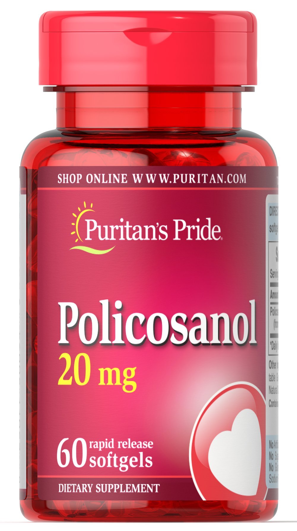 Puritans Pride Policosanol 20 mg-60 Softgels