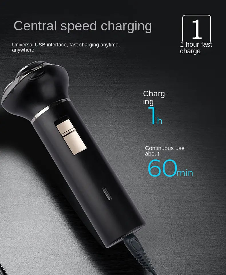 3-in-1 USB Electric Shaver and Beard Trimmer for Men